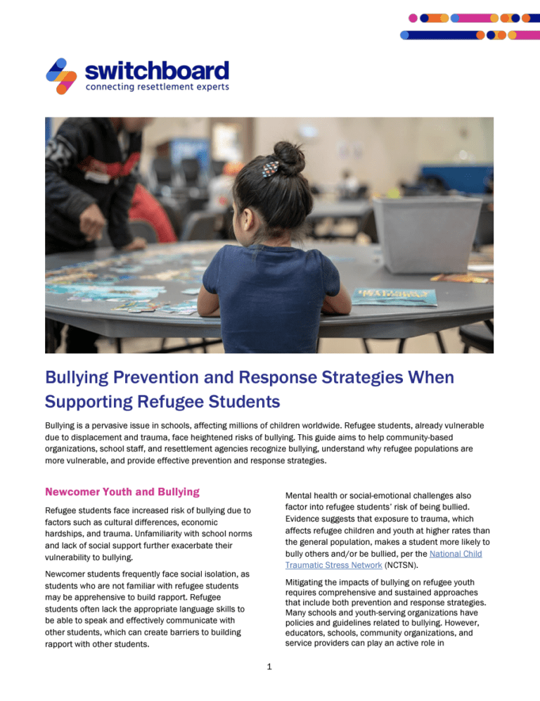 Bullying Prevention and Response when Supporting Students